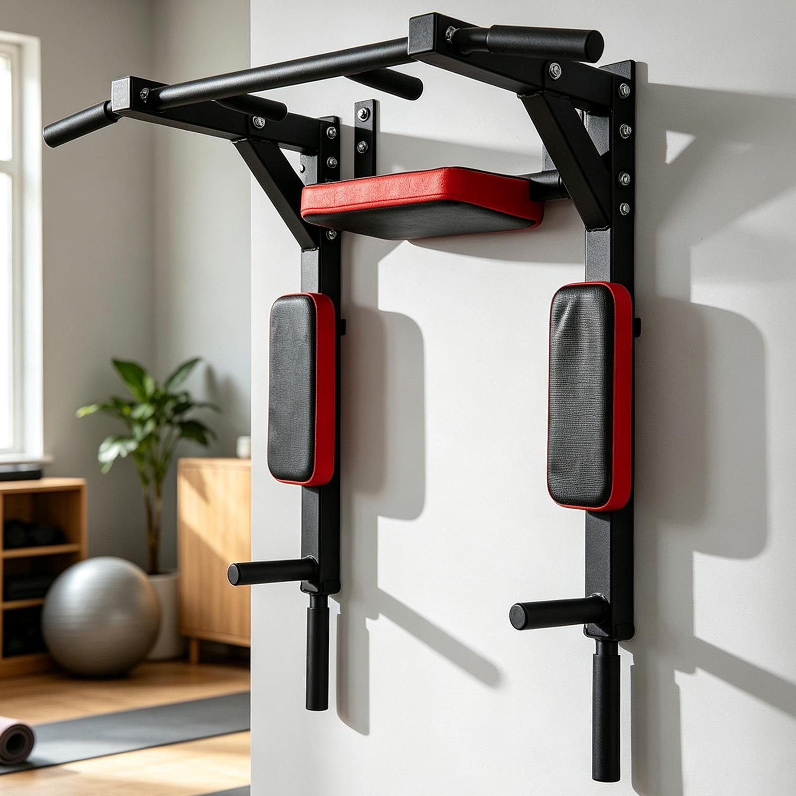 Tech Accessories - Wandmontierte Klimmzugstange, Fitness-Horizontalstange, multifunktionale Dip-Station mit